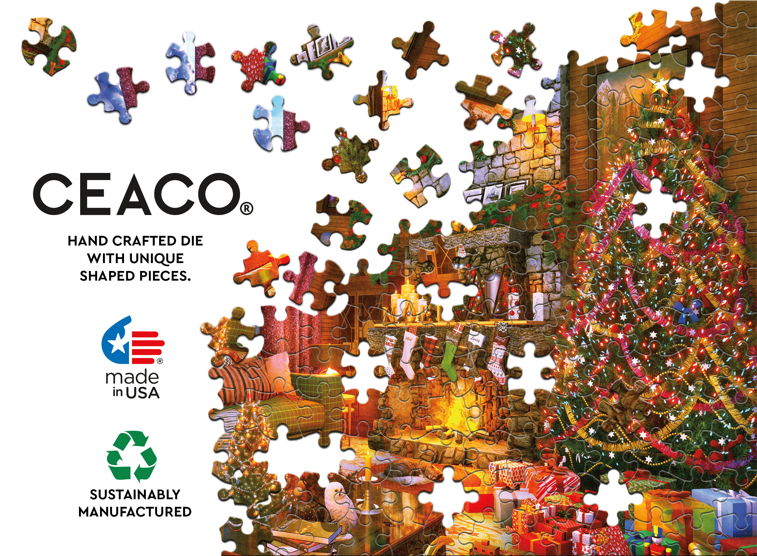 Ceaco - Tis The Season - Christmas Mountain Lodge - 550 Piece Interlocking Jigsaw Puzzle