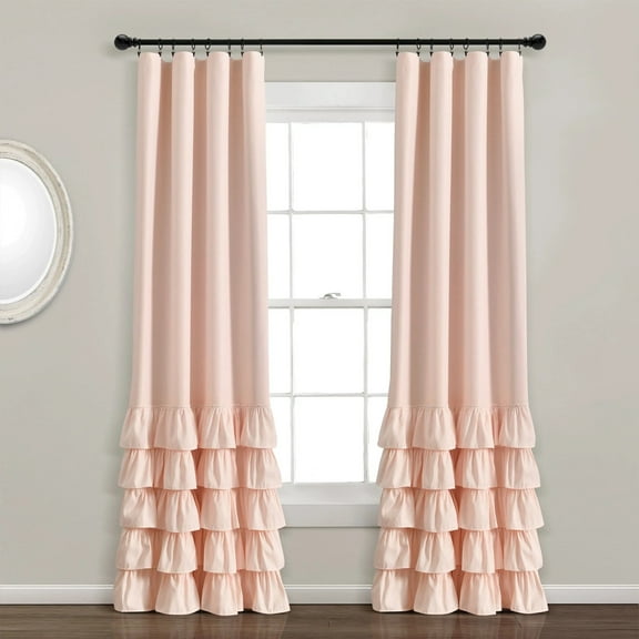 Lush Decor Allison Ruffle Window Panel Blackout - Blush-Single- 84 x 40