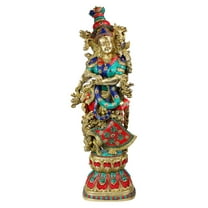 Brass World Brass Goddess Radha Idol Bhagwan Large Statue Multicolor Murti for Home Decor Pooja Room Gallery Gift Metal Sculpture Height 29 Inch