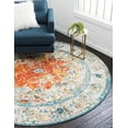 thumbnail image 3 of Unique Loom Rosso Collection Area Rug - Strada (3' 3" Round Orange/Beige), 3 of 9