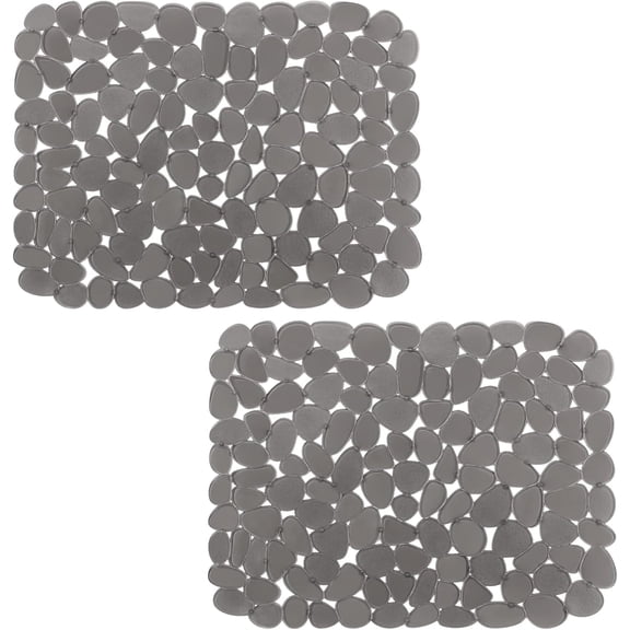 Pebble Sink Mat PVC 15.7 x 11.8 inch Kitchen Sink Protector for Stainless Steel Ceramic Grey 2 pack