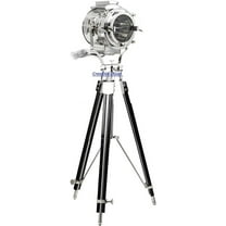 Big Industrial Chrome& Polish Finish Spot Light Floor Lamp With Wooden Adjustable Tripod Stand Modern Studio Floor Searchlight Home Decor