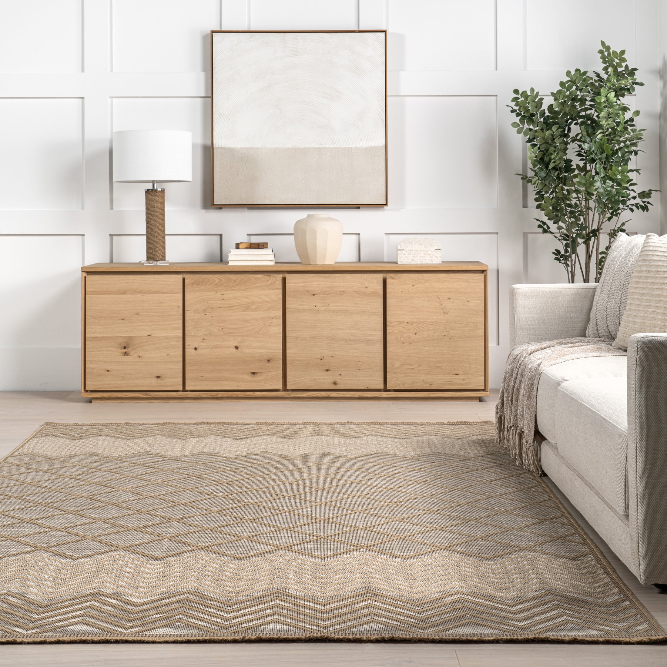nuLOOM Eleanora Geometric Transitional Jute Area Rug, 4' x 6', Eleanora Ivory