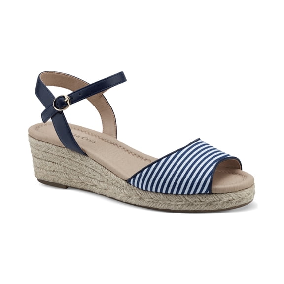 Charter Club Lucia Espadrille Sandals Navy Stripe 7.5M
