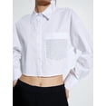 thumbnail image 6 of Cotton Buttoned Pocket Detail Long Sleece Crop Shirt, 6 of 6