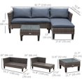 thumbnail image 3 of Outsunny 3 Piece Wicker Patio Furniture Set with Cushions, Glass Top Table, 3 of 10