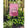 thumbnail image 2 of NUDECOR Text Happy Birthday Hand Lettering Long Shadow on Retro Pink Garden Flag Decorative Flag House Banner 12x18 inch, 2 of 2
