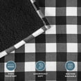 thumbnail image 3 of Bare Home Plush Sherpa Bed Blanket - Fluffy & Soft - Reversible - Lightweight - Throw/Travel, Buffalo Plaid - White/Black, 3 of 8