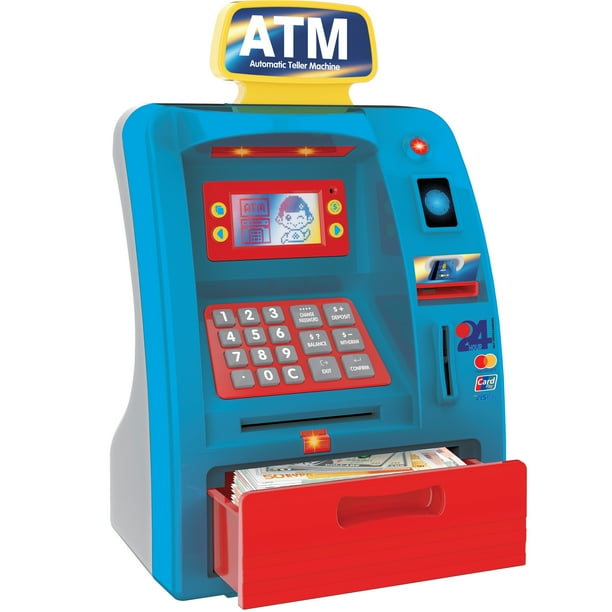 Preschool Pretend ATM Machine & Piggy Bank for Kids Ages 3 & Up Large Electronic ATM Bank with