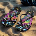 thumbnail image 4 of Chririnla Women's Flip Flop Splash Ink Skull Print Comfortable Casual Beach Thong Sandals with Arch Support Non-Slip Fashion Lightweight Slippers for Vacation Pool, 4 of 7