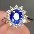 thumbnail image 2 of Lab Created 3.7 Ctw Cornflower Blue Sapphire Princess Diana Oval Ring Engagement Ring Promise Ring, 2 of 5