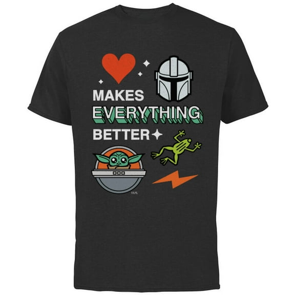 Star Wars The Mandalorian Grogu Love Makes Everything Better - Short Sleeve Cotton T-Shirt for Adults - Customized-Athletic Heather