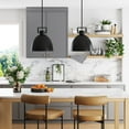 thumbnail image 2 of Nathan James Leigh Pendant Lighting Hanging Ceiling Light with Oversized Metal Shade and Adjustable Cord, for Kitchen Island or Entryway, Matte Black, 2 of 6