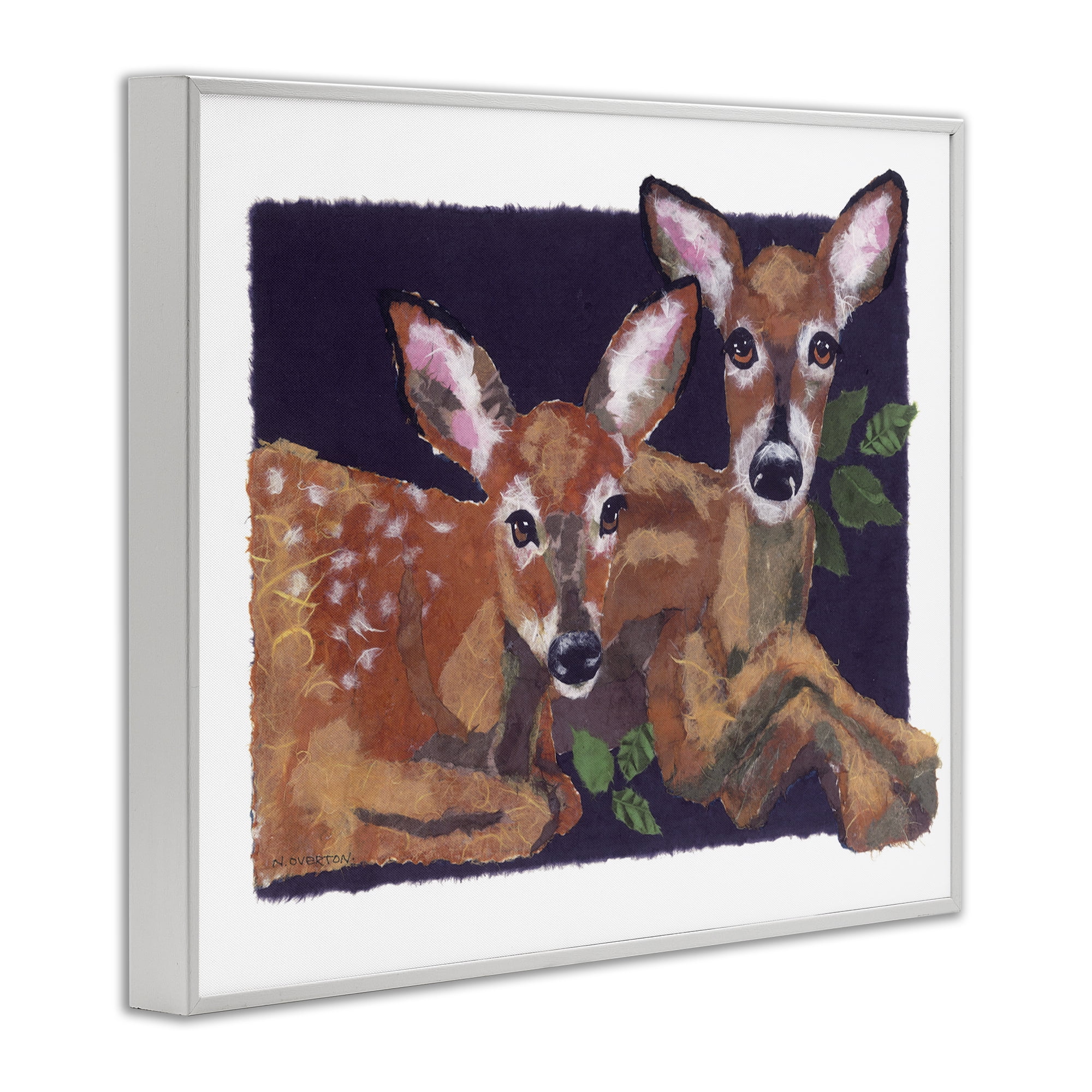 Stupell Industries Fawn Siblings Portrait Animals & Insects Painting White Framed Art Print Wall Art, 20 x 16
