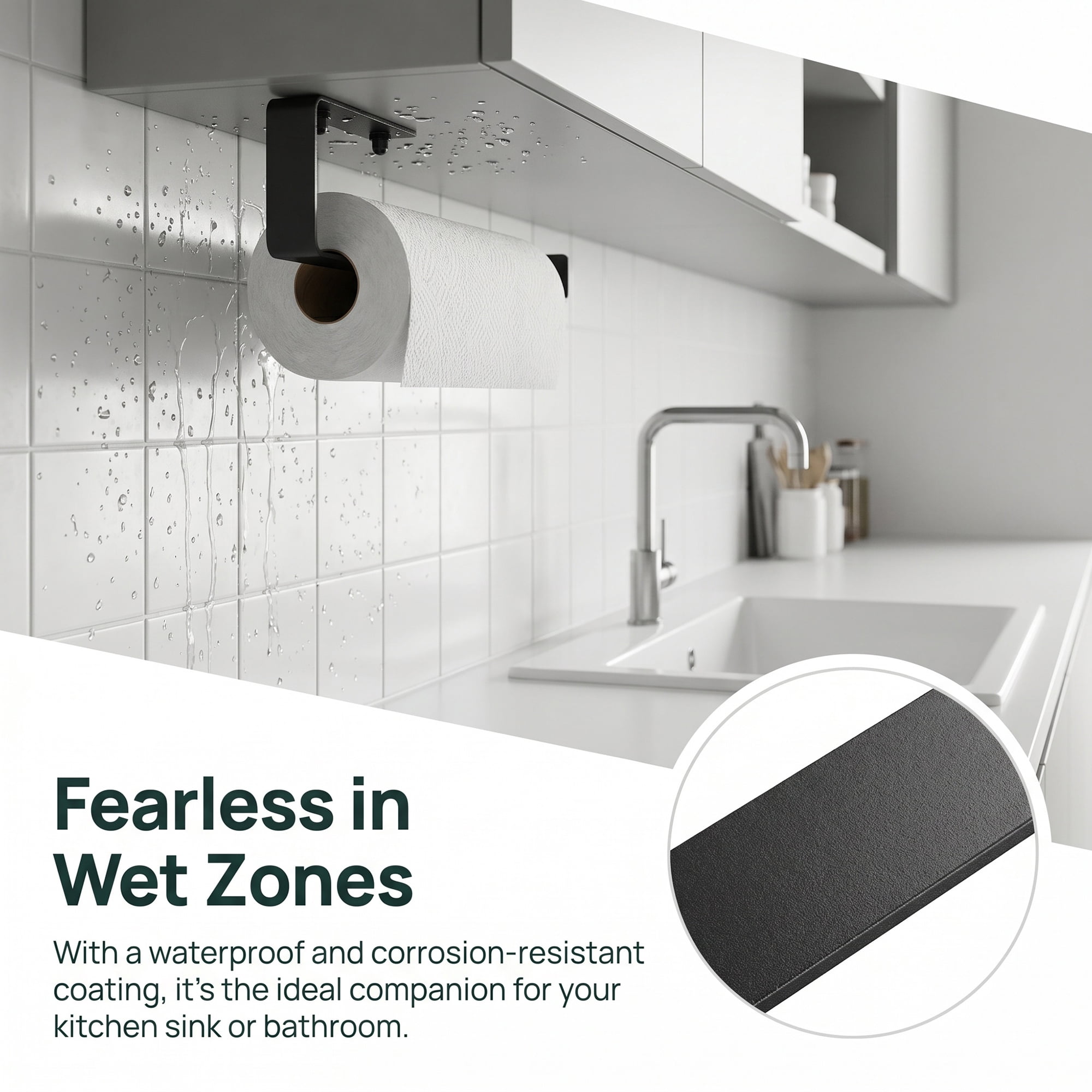 Unique Bargains Stainless Steel Wall Mount Paper Towel Holder Black 8.3x0.8inch