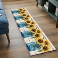 thumbnail image 3 of 2'x6' Rug Runners for Hallways Kitchen, Sunflower Non Slip Entryway Beside Floor Carpet Runner, Blue Bottle Yellow Floral Country Woodgrain Washable Laundry Room Bedroom Throw Rugs Mat for Family Pet, 3 of 8