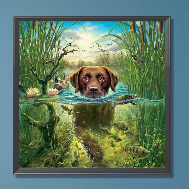Cuadros Decorativos Pintura por números Kit DIY perro mano aceite arte imagen artesanía hogar pared decoración Wdftyju de costura negro 4 estilos