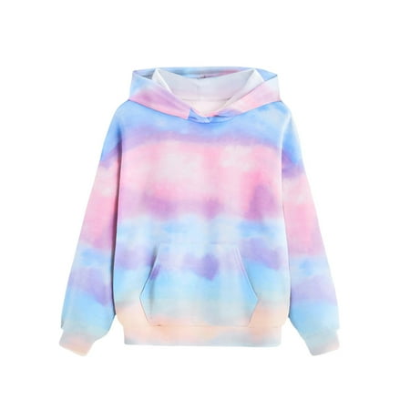 

ATOGUTA Sweatshirts for Teen Boys Girls Gradient Pullover Tops Long Sleeved Hoodies Shirt Suitable for Boys And Girls Aged Hooded Sweatshirt Light Blue Size 4T-14