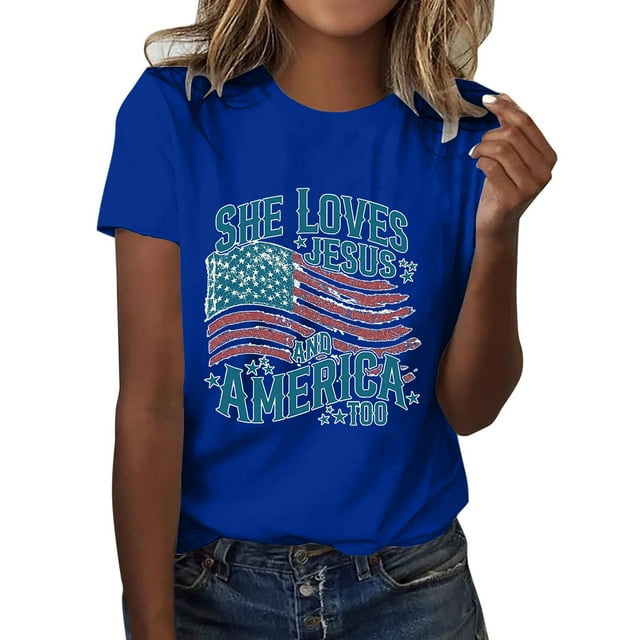 WEIYLL T-Shirts pour Femmes à Manches Courtes, Col Rond, Été, Imprimé Graphique, T-Shirts Bleus, Tailles G
