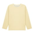 thumbnail image 4 of Girls Long Sleeve Shirt Beige/Cream 100% Cotton Soft Round Neck Top for Kids to Big Kids Everyday Basic Playwear,Size 10 T, 4 of 9
