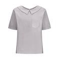 thumbnail image 3 of MESSUEN Plain Tshirt Business Casual Tops for Women Linen Shirts for Women Work Tops Office Work Tops Summer Tops Going Out Dressy Casual Beach Tops Comfort Gray 2XL, 3 of 7