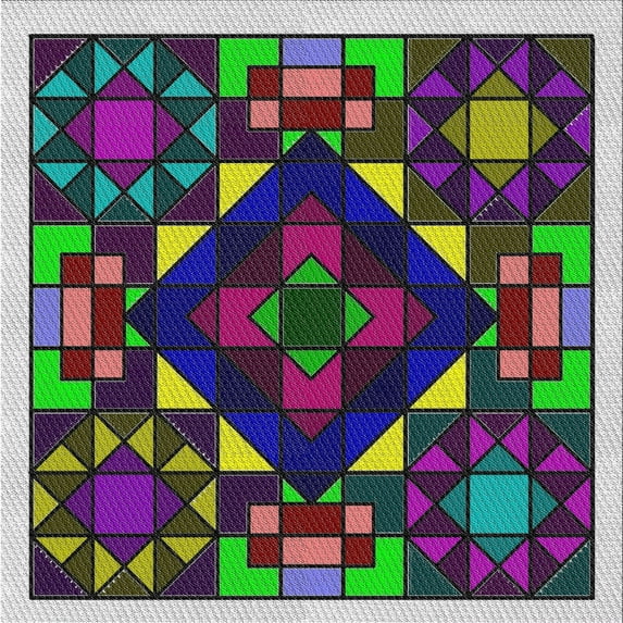 Ahgly Company Machine Washable Indoor Square Transitional Dark Purple Area Rugs, 3' Square