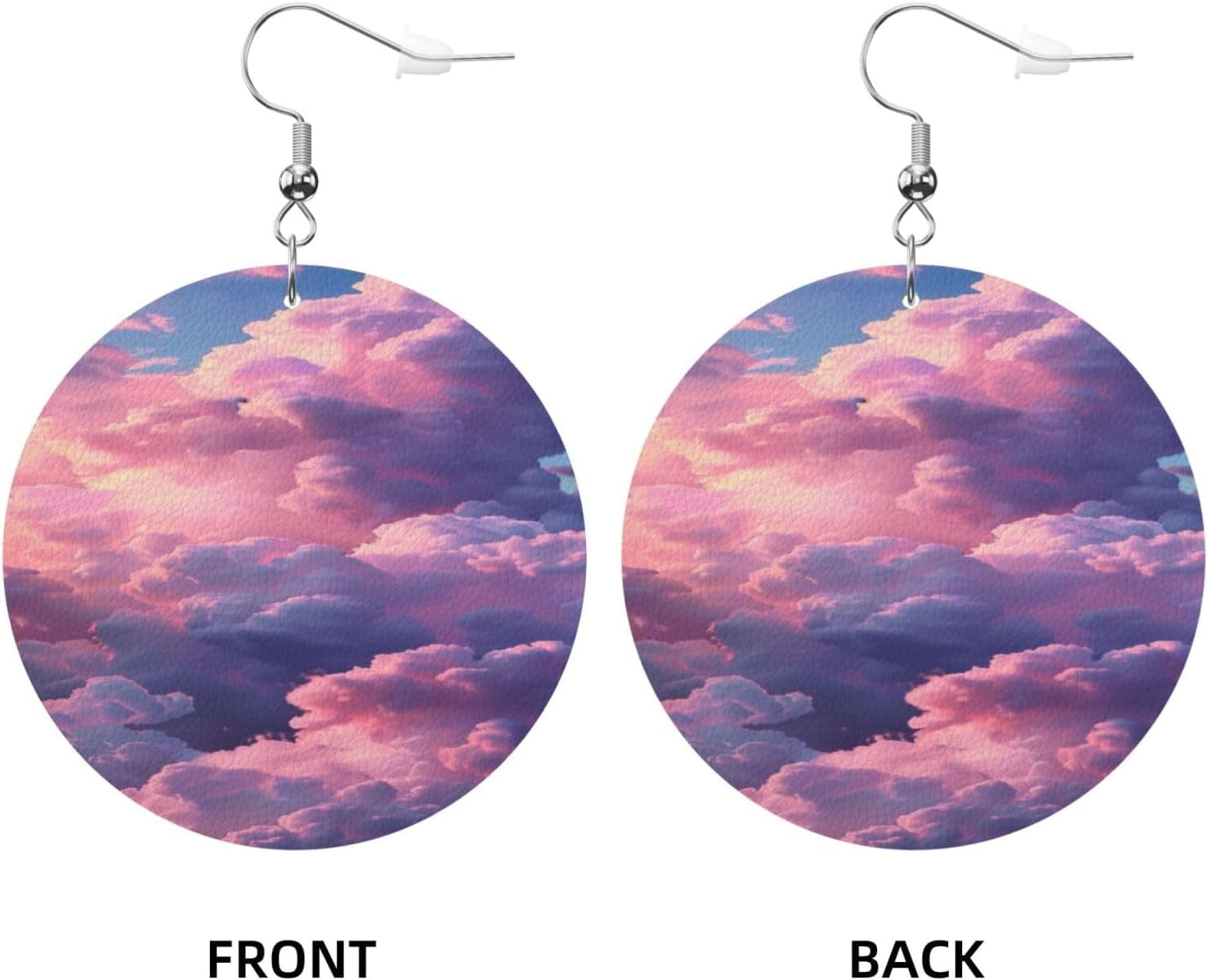 Sky Pro Clouds Earrings for Women PU Leather Dangle Earrings, Lightweight Round Shape Leather Teardrop Dangly Ear Pendants Jewelry Gift[t829]
