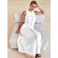 thumbnail image 4 of Womens Sleeveless T Shirt Dress Summer Contrast Ribbed Knit Tank Maxi Dresses White S, 4 of 8