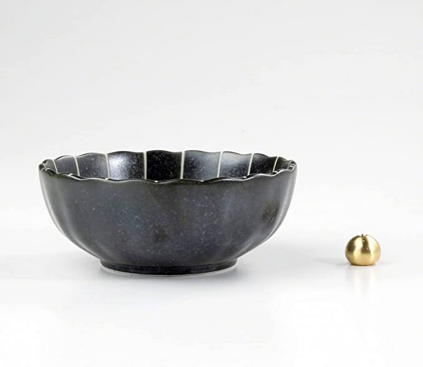 Asayu Japan 4.1" Lotus Incense Holder Set with Brass Stand Made in Japan Matte Black