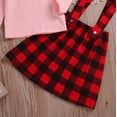 thumbnail image 4 of ITFABS Baby Girls Long Sleeve Ruffled Solid Color T-shirt + Plaids Strap Skirt, 4 of 4