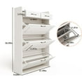 thumbnail image 2 of LUCKHAO Shoe Cabinet Minimalist Slim Vertical with 2 Storage Drawers, 3 Flip Drawers, Adjustable Shelves, 2 of 7