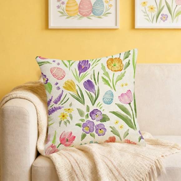 RKSTN linen pillowcase Easter Pillow Cover For Home Decoration Sofa Cushion Cover Rabbits Egg Pillow Cover For Home Decoration room decor