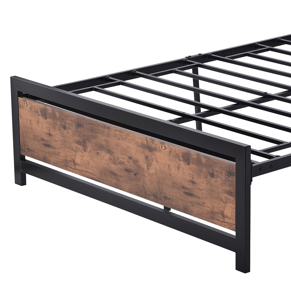 Lowestbest Classic Industrial Style Bed Frame, Metal and Wood Bed Frame with Headboard and Footboard, Full Lowestbest Classic Industrial Style Bed Frame, Metal and Wood Bed Frame with Headboard and Footboard, Full