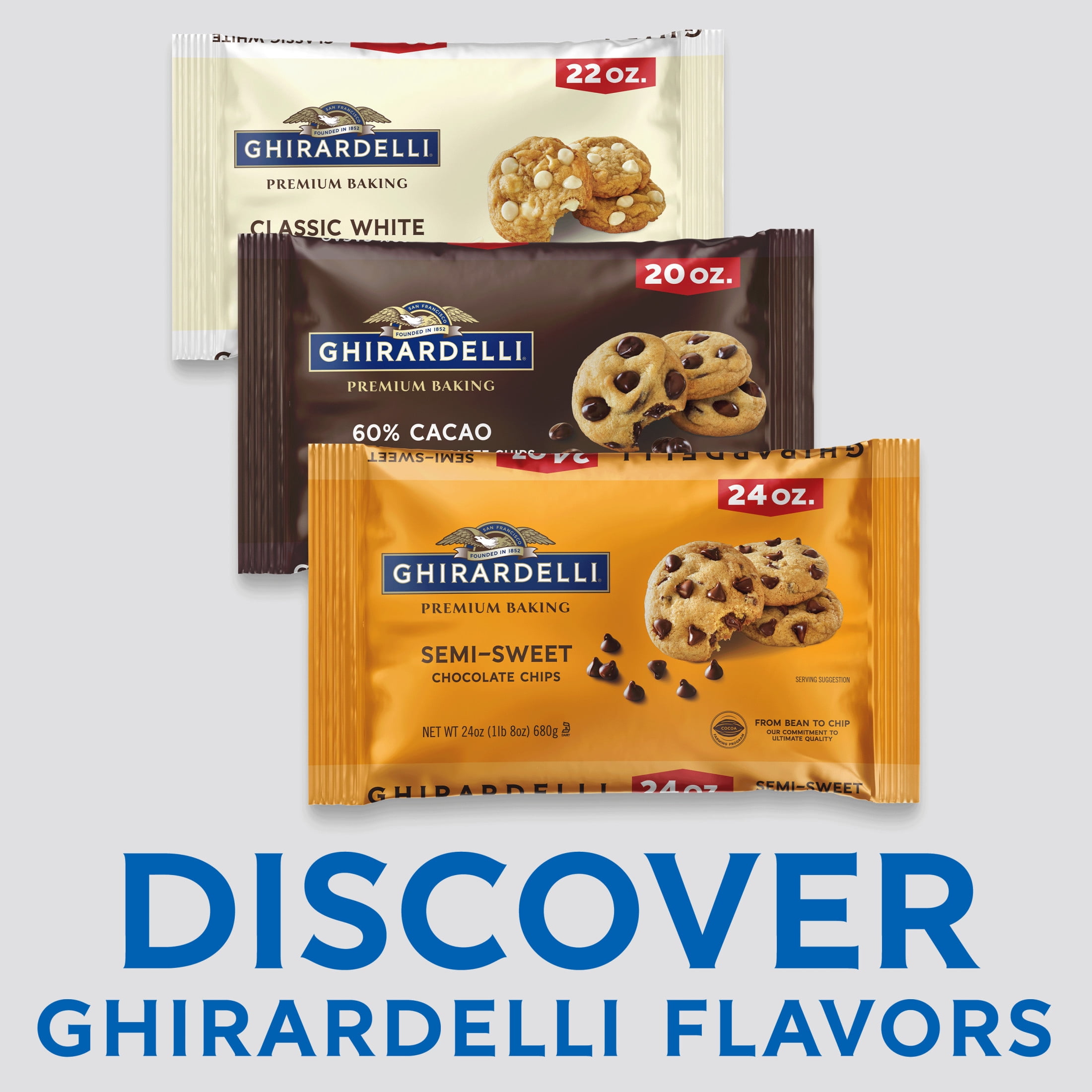 (5 pack) GHIRARDELLI Semi-Sweet Chocolate Premium Baking Chips Chocolate Chips for Baking, 24 oz Bag