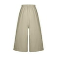 thumbnail image 6 of Womens Linen Wide Leg Pants Elastic High Waisted Loose Fit Palazzo Pants Loose Casual Flowy Trousers with Pockets, 6 of 7