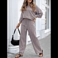 thumbnail image 4 of Traje de Dos Piezas para Mujer: Cuello Redondo, Top Básico, Pantalón . Gris XL, 4 of 8
