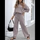 thumbnail image 4 of Traje de Dos Piezas para Mujer: Cuello Redondo, Top Básico, Pantalón . Gris M, 4 of 8