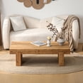 thumbnail image 3 of 47.6 Inch Farmhouse Coffee Table, Solid Wood Rectangular Rustic Cocktail Table for Living Room Home Office, Natural Wood, 3 of 7