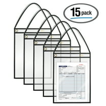 Better Office Products Shop Ticket Holders with Hanging Strap, 9 x 12 Inches, Both Sides Clear, Stitched Black Heavy Duty Canvas Edge Trim, 15 Pack