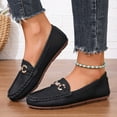 thumbnail image 4 of Black Ladies Round Toe Slip On Moccasins Flat Bottom Shallow Mouth Lightweight Solid Color Casual Four Season Footwear, 4 of 8