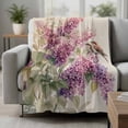 thumbnail image 2 of Flowers Bird Blanket Soft Cozy Warm Throw Blanket for Couch, Plush Fuzzy Flannel Fleece Blankets for Sofa, Sparrow Animal Spring Pink Blossom Floral Bed Blankets Lightweight Gifts for Women, 50"x80", 2 of 9