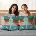 thumbnail image 5 of Set of 2 Nautical Anchor Pillow Covers 20x20 Inch, Rustic Blue Brown Wood Grain Vintage Decorative Throw Pillow Cases Cotton Cushion Covers for Sofa Couch Bed Living Room Bedroom Home Decor, 5 of 9