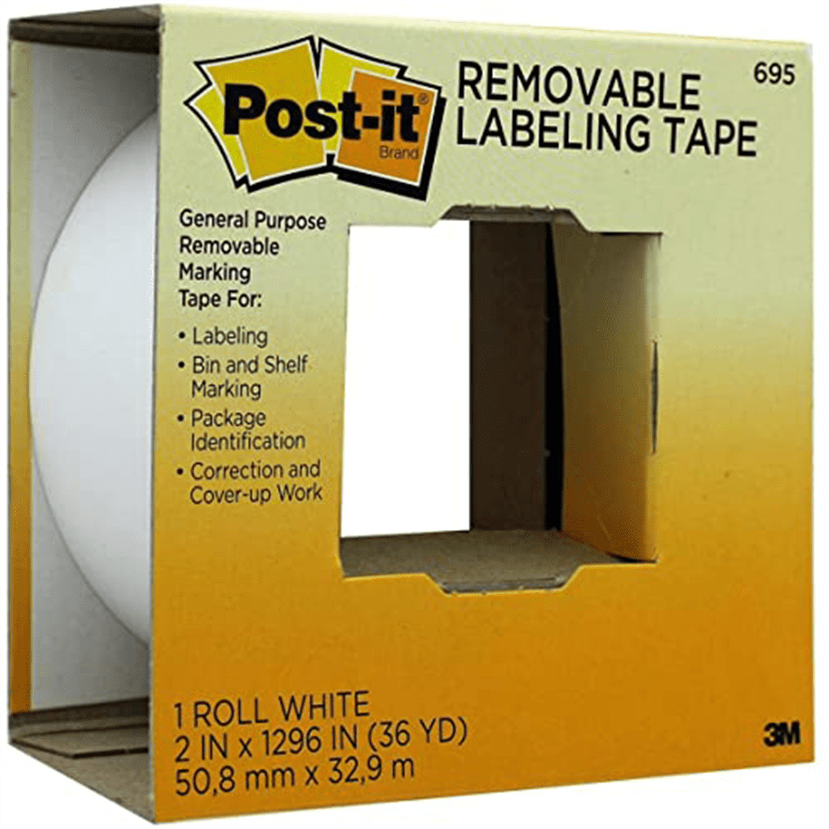 3M 6951 Post It Tape Post-It Labeling Tape 695, 2 in. X 36