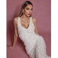 thumbnail image 4 of Vestido de noche BELLA BARNETT Exquisito Maxi blanco con cuello en V, 4 of 5