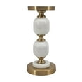 thumbnail image 2 of A&B Home Marble & Metal Pebble Pillar Holder - 5.1" x 5.1" x 11" - Gold/White, 2 of 5