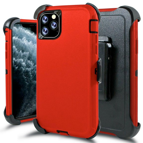 Tough Armor Shockproof Case Kickstand Belt Clip (Red & Black) Cover For iPhone XS