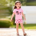 thumbnail image 2 of Pandaie 2-7Y Toddler Baby Girls Summer Outfits Cute Short Sleeve T-Shirts Tops Elastic Waist Floral Shorts Set Kids Two Piece Clothes Pink 4Y(4-5 Years), 2 of 8