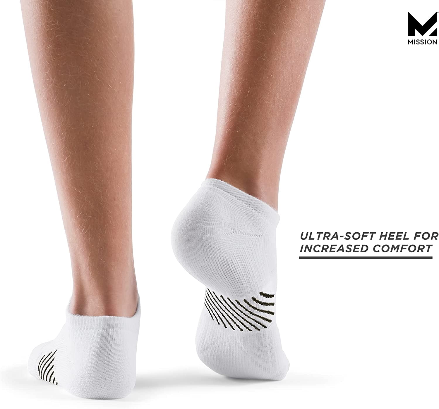 Mission Perf No Show Sock 2pk L/XL, White