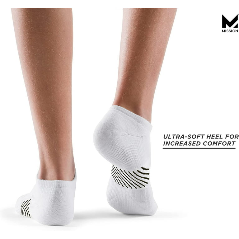 Mission Performance No Show Sock Ventilated Heat Release, Unixex, 2 Pair,  White 