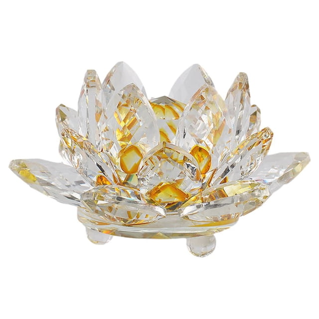 Billuyoard Cristal fino Flor de loto Minerales Pisapapeles Feng Shui Esfera Cristales Flores Adornos para fiesta Amarillo Type3 NO3